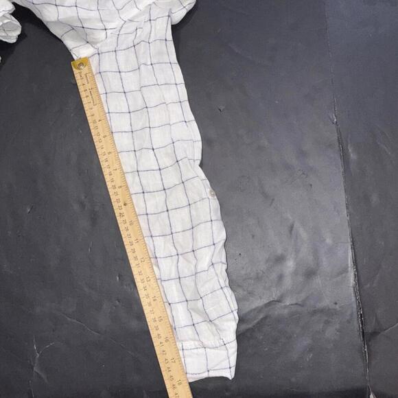 Tahari 100% Linen White Roll Tab Long Sleeve Quiet Luxury Minimalist Blouse Smal - Picture 15 of 15